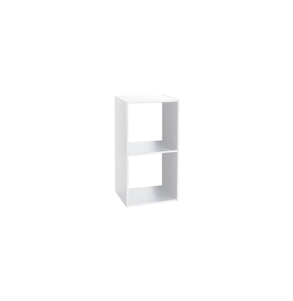 Etagère 2 cases - L 34,4 x P 32 x H  67,6 cm - Bois - Blanc