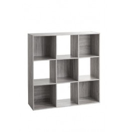 Etagère 9 cases - L 100,5 x P 32 x H 100,5 cm - Bois - Gris