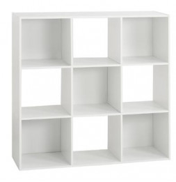 Etagère 9 cases - L 100,5 x P 32 x H 100,5 cm - Bois - Blanc