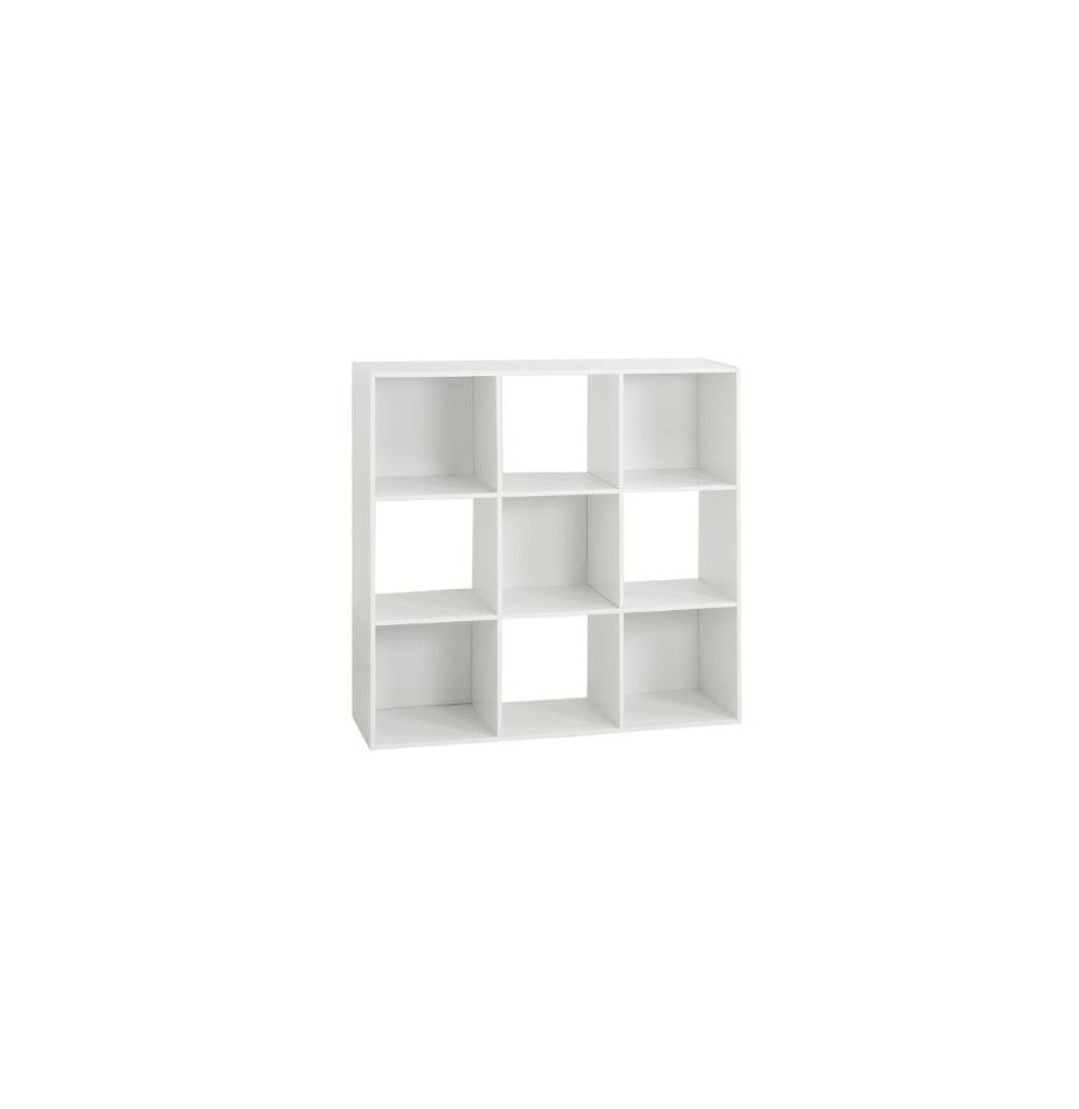 Etagère 9 cases - L 100,5 x P 32 x H 100,5 cm - Bois - Blanc