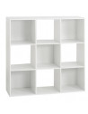 Etagère 9 cases - L 100,5 x P 32 x H 100,5 cm - Bois - Blanc