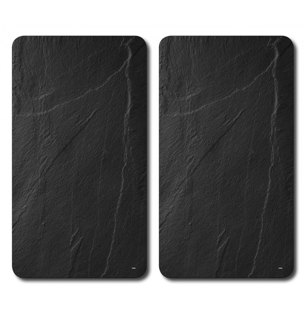 Planche à découper en verre - Couvre plaques - Lot de 2 - Effet granite