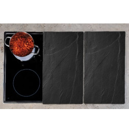 Planche à découper en verre - Couvre plaques - Lot de 2 - Effet granite