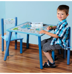 Table et deux chaises pour chambre d'enfants - Ensemble mobilier pour chambre garçon - Dinosaures