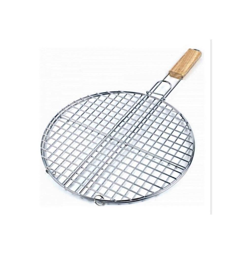 Double grille barbecue ronde - D 40 x H 66 cm - Métal chromé