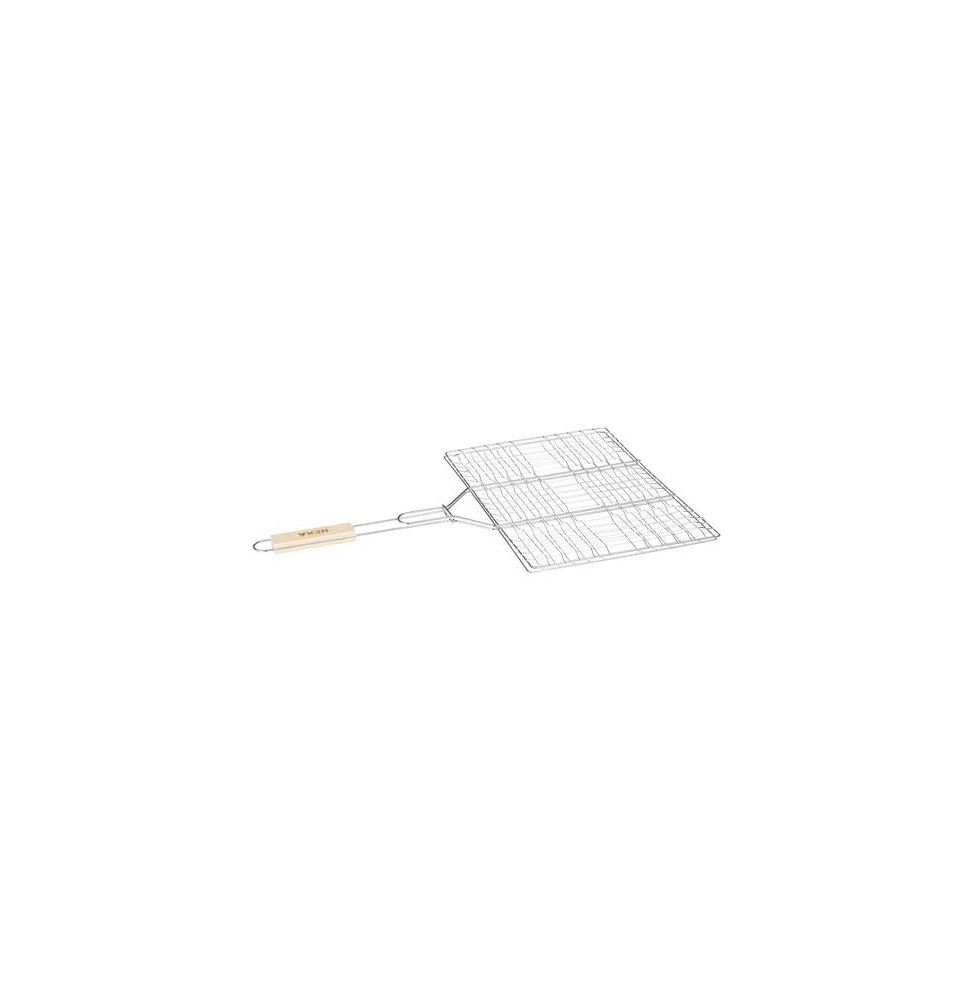 Double grille rectangulaire quadrillée pour barbecue - 30 x 40 cm - Métal chromé
