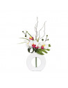 Composition orchidée vase - 36 x 16 x 44 cm - Porcelaine - Blanc