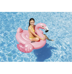 Bouée flamant rose à chevaucher - L 142 x l 137 x H 97 cm - PVC - Rose