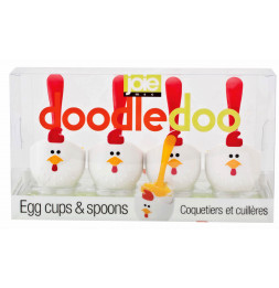 Coquetier et cuillère poule - Coffret de 4 coquetiers - JOIE