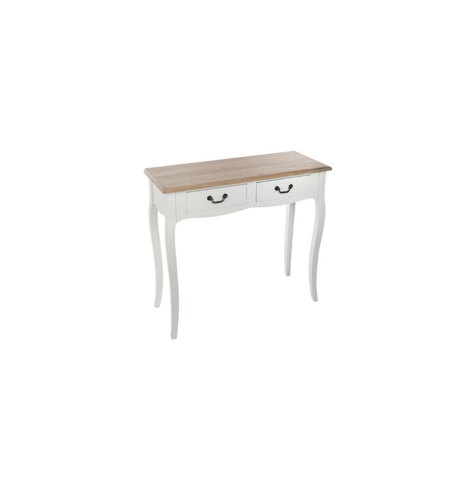 Console 2 tiroirs - Chrysa - L 87 x l 34 x H 78 cm - Blanc