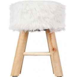 Tabouret fourrure - Instants nature - D 30 x H 42 cm - Blanc