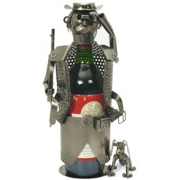Porte bouteille chasseur avec son chien - Support bouteille - Décoration de table