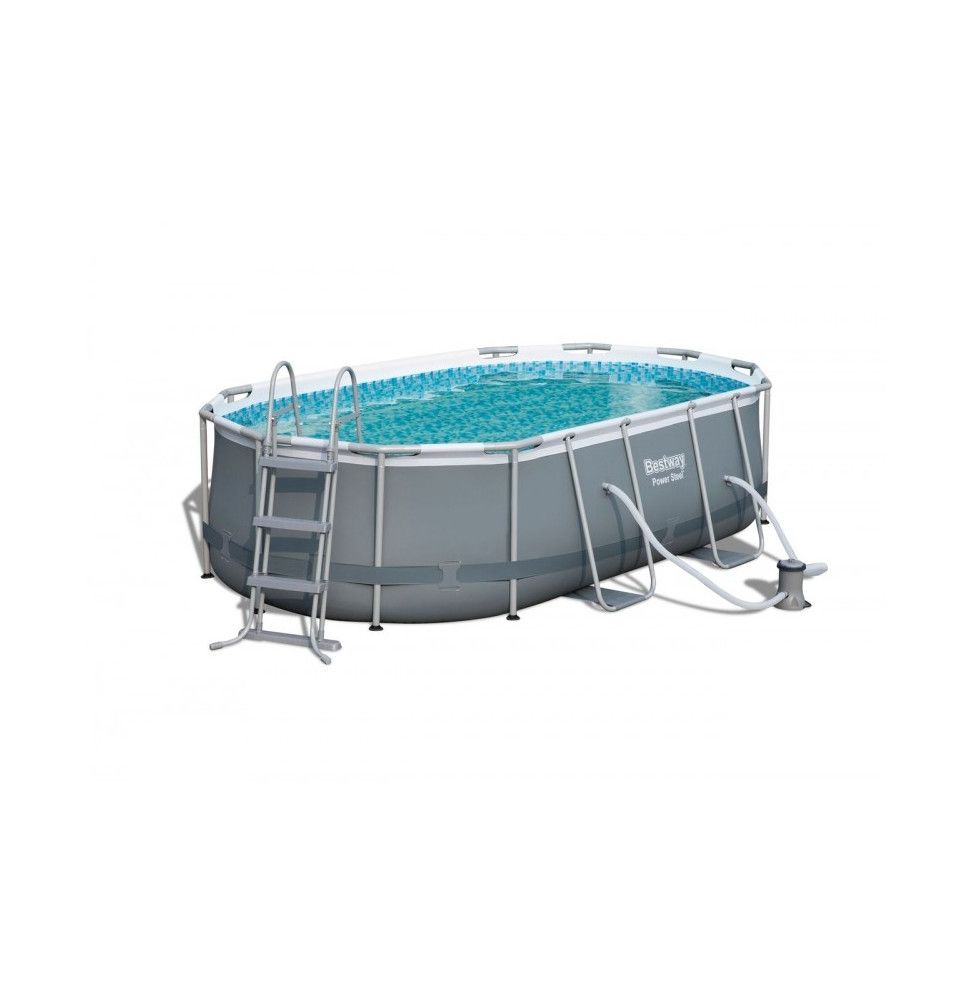 Kit piscine ovale power steel frame - 424 x 250 x 100 cm - Gris