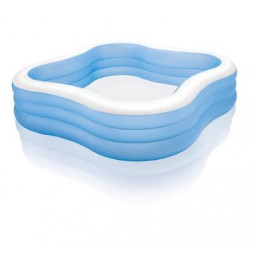 Piscine gonflable carrée - L 229 x l 229 x H 56 cm - Vinyle - Bleu