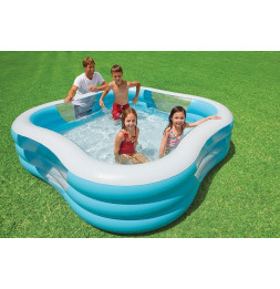 Piscine gonflable carrée - L 229 x l 229 x H 56 cm - Vinyle - Bleu