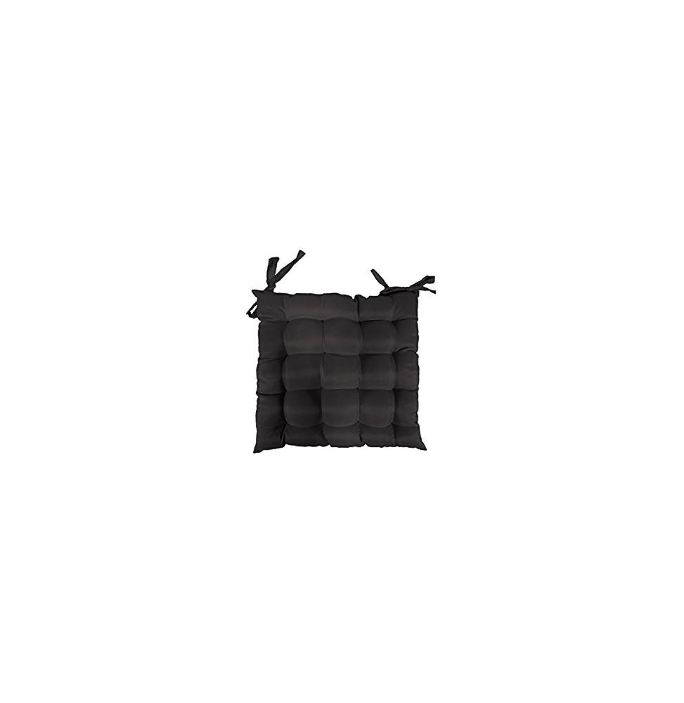 Galette de chaise matelassée - 40 x 40 cm - Noir