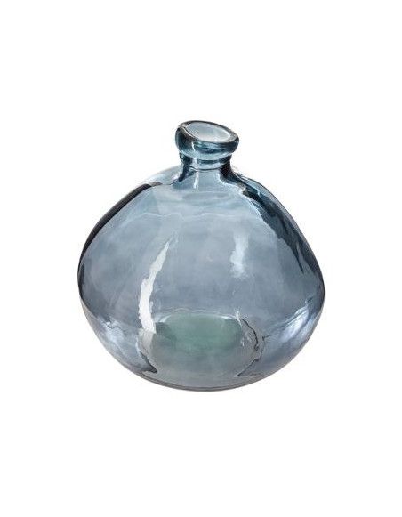 Vase en verre recyclé - D 20 x H 23 cm - Bleu