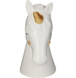 Tirelire - Tête de licorne - H 15,5 cm - Dolomite - Blanc