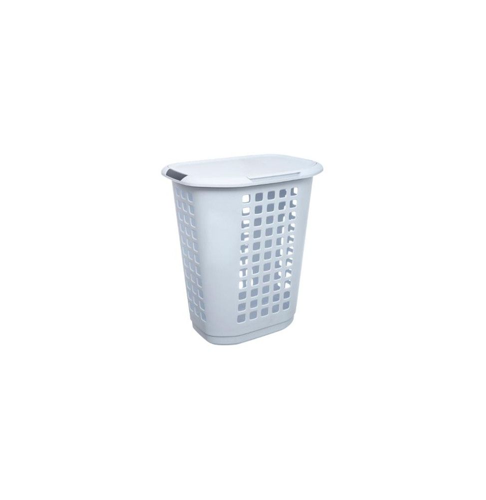 Corbeille à linge fermée 63 L - Blanc et gris