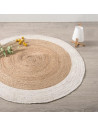 Tapis rond bord blanc en jute végétale - D 120 cm