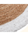 Tapis rond bord blanc en jute végétale - D 120 cm