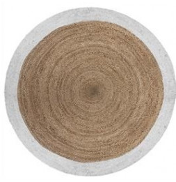 Tapis rond bord blanc en jute végétale - D 120 cm