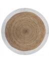 Tapis rond bord blanc en jute végétale - D 120 cm