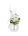 Composition orchidée vase - 36 x 16 x 44 cm - Porcelaine - Blanc