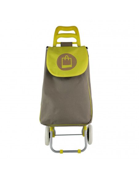 Chariot de course motif pictogramme panier - 2 roues - L 34 cm x H 96 cm - Jaune