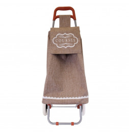 Chariot de course blason courses - 2 roues - L 35.5 cm x H 95 cm - Marron