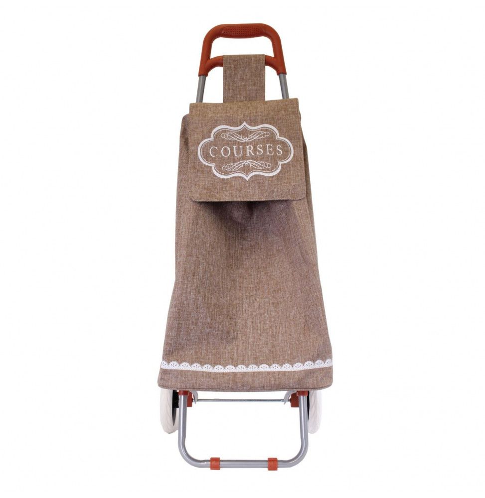 Chariot de course blason courses - 2 roues - L 35.5 cm x H 95 cm - Marron