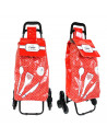 Chariot de course thème cuisine - Chef en cuisine - 6 roues - L 39 cm x H 97 cm - Rouge