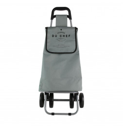 Chariot de course motif courses du chef - 4 roues - L 41 cm x H 87 cm - Gris