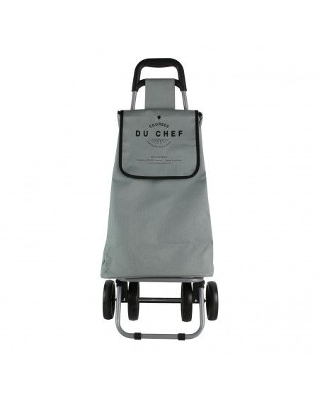 Chariot de course motif courses du chef - 4 roues - L 41 cm x H 87 cm - Gris