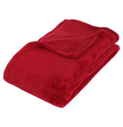 Plaid polaire microfibre - Rouge - 125 x 150 cm - Effet ultra doux