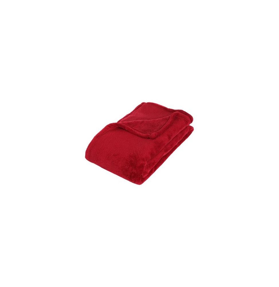 Plaid polaire microfibre - Rouge - 125 x 150 cm - Effet ultra doux