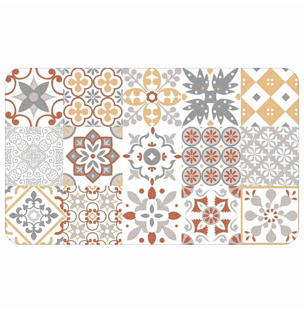 Tapis décoratif en polyester - L 45 x l 75 cm - Imprimé salou orange