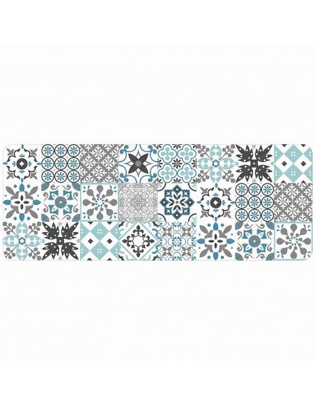 Tapis décoratif en polyester - L 45 x l 120 cm - Imprimé salou bleu