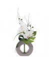 Composition florale en vase argenté - Orchidée - Modèle aléatoire