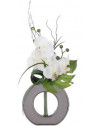 Composition florale en vase argenté - Orchidée - Modèle aléatoire