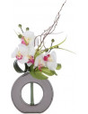 Composition florale en vase argenté - Orchidée - Modèle aléatoire