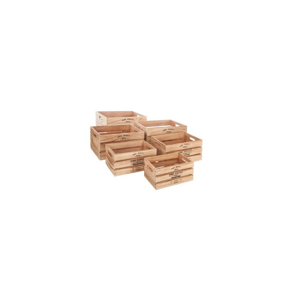 Caisses cagettes décoratives - Lot de 6 - Beige