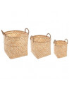 Panier en bambou avec anses - Lot de 3 - Beige