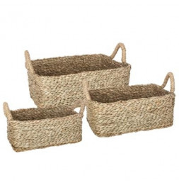 Panier en osier rectangulaire - Lot de 3