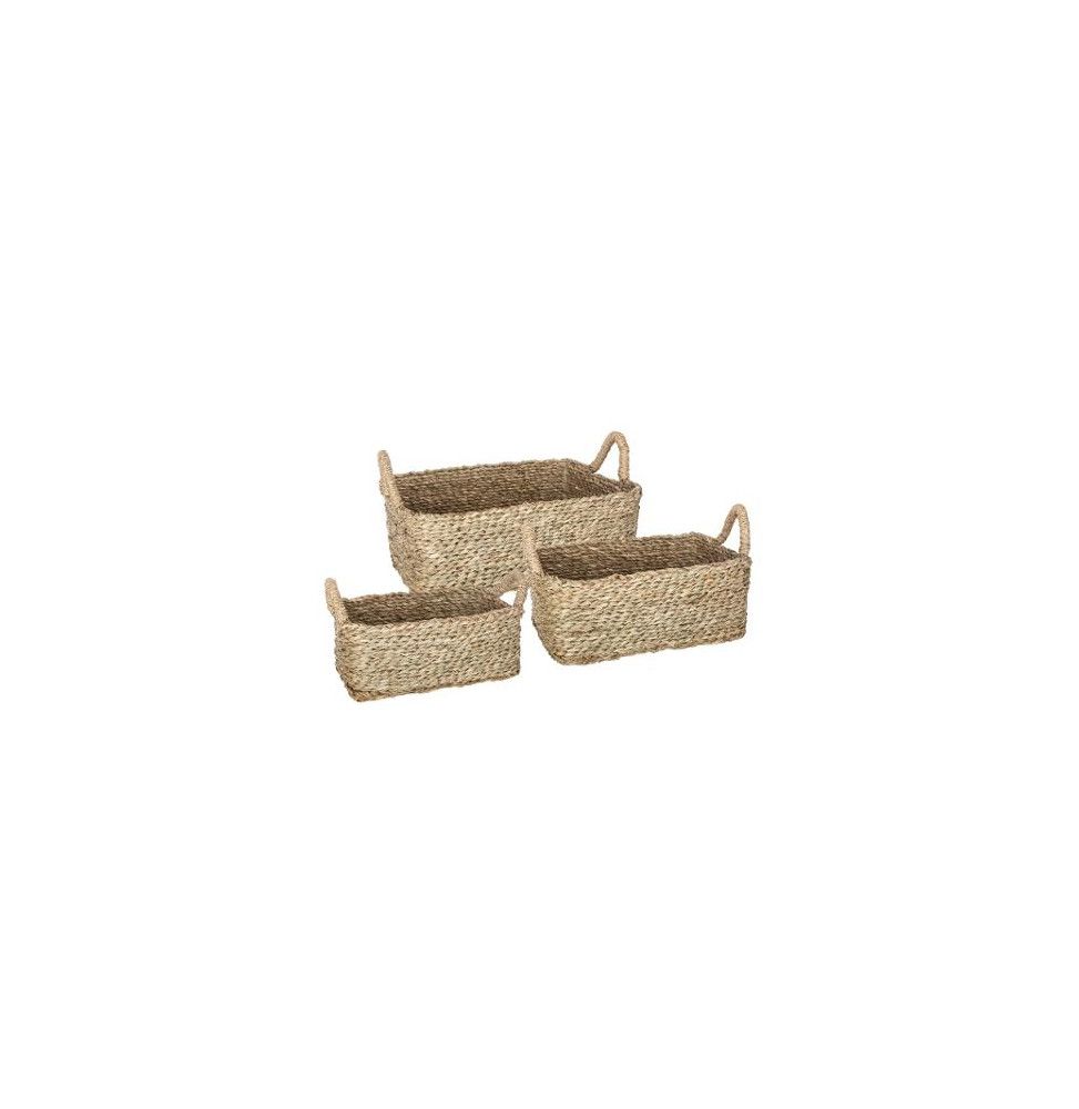 Panier en osier rectangulaire - Lot de 3