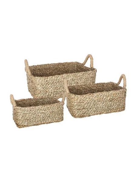 Panier en osier rectangulaire - Lot de 3