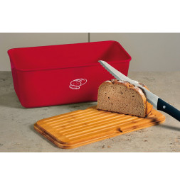 Boîte à pain en mélamine avec planche à pain intégrée - Rouge - Conservation du pain prolongée