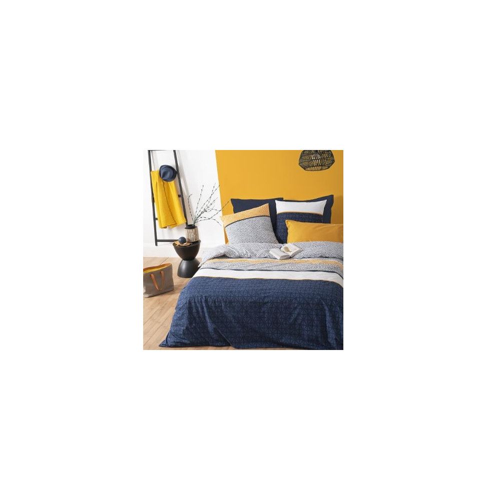 Parure de lit en coton - Rayures - 240 x 220 cm - Bleu