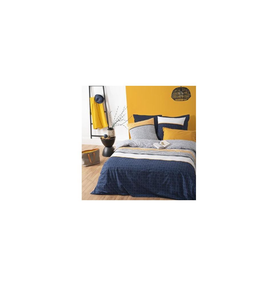 Parure de lit en coton - Rayures - 260 x 240 cm - Bleu