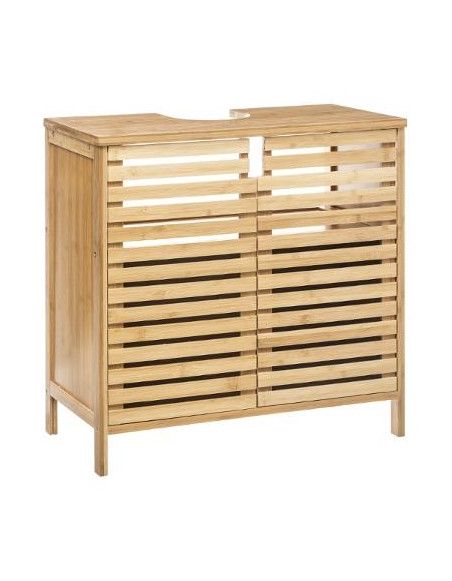 Meuble sous-lavabo en bambou - L 60 x P 28 x H 58 cm - Cirila